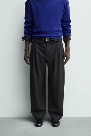 Брюки со складками и шерстью- Заказать в России