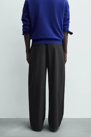 Брюки со складками и шерстью- Заказать в России