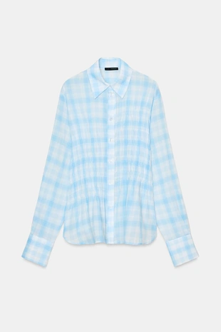 Рубашка с эластичными вставками в клетку- Заказать в России