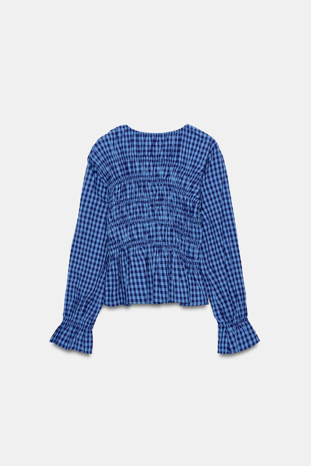 РУБАШКА В КЛЕТКУ ВИШИ С ЭЛАСТИЧНЫМИ ВСТАВКАМИ