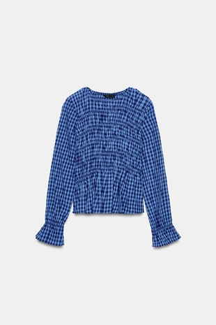 Рубашка в клетку виши с эластичными вставками- Заказать в России