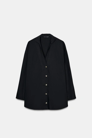 Рубашка из поплина с V-образным вырезом- Заказать в России