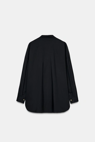 Рубашка из поплина с V-образным вырезом- Заказать в России