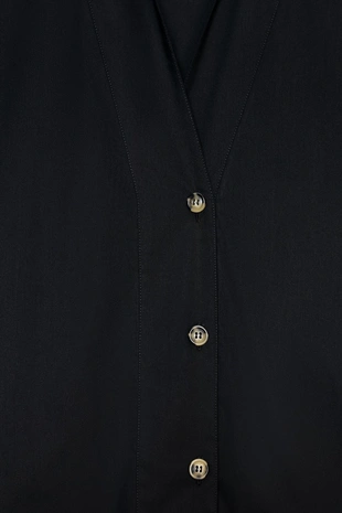 Рубашка из поплина с V-образным вырезом- Заказать в России