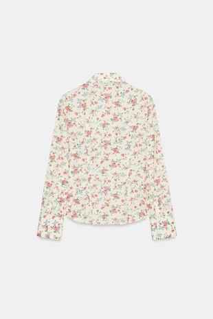 Рубашка с цветочным принтом и воланами- Заказать в России