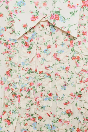 Рубашка с цветочным принтом и воланами- Заказать в России