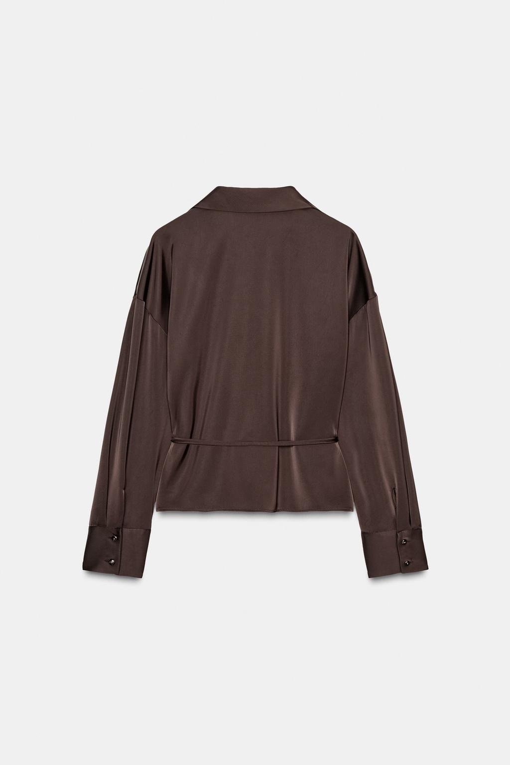 АТЛАСНАЯ БЛУЗКА С ПОЯСОМ