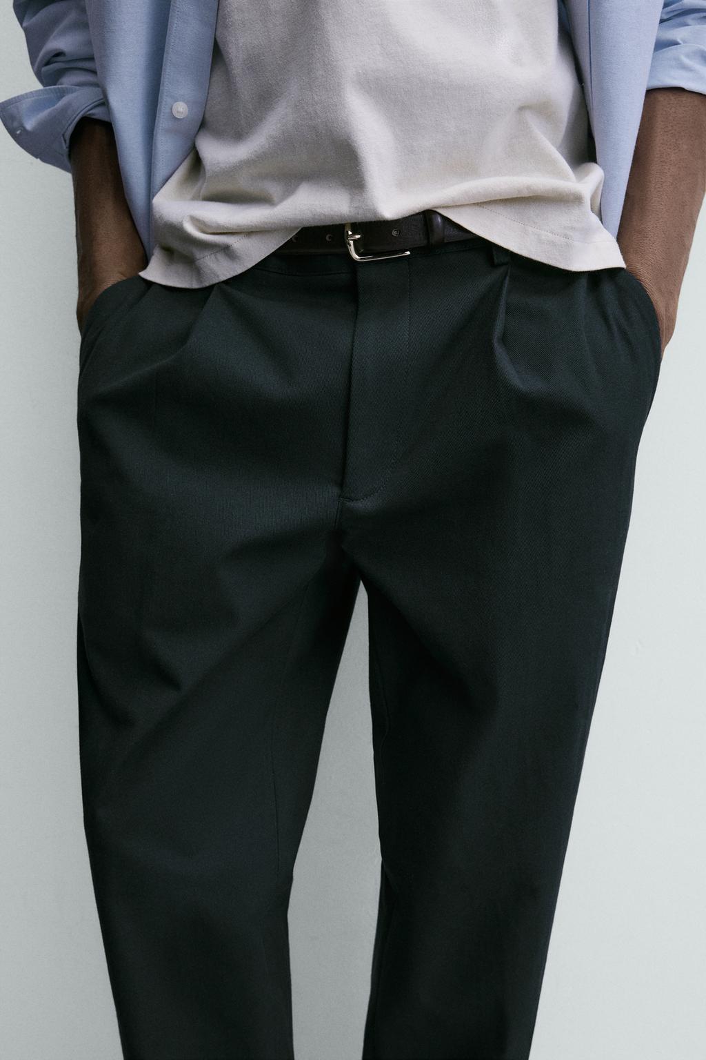 БРЮКИ СО СКЛАДКАМИ ИЗ РЕЛЬЕФНОЙ ТКАНИ