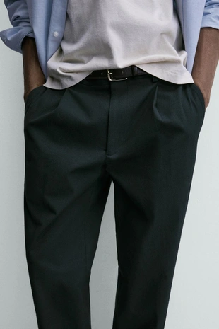 Брюки со складками из рельефной ткани- Заказать в России