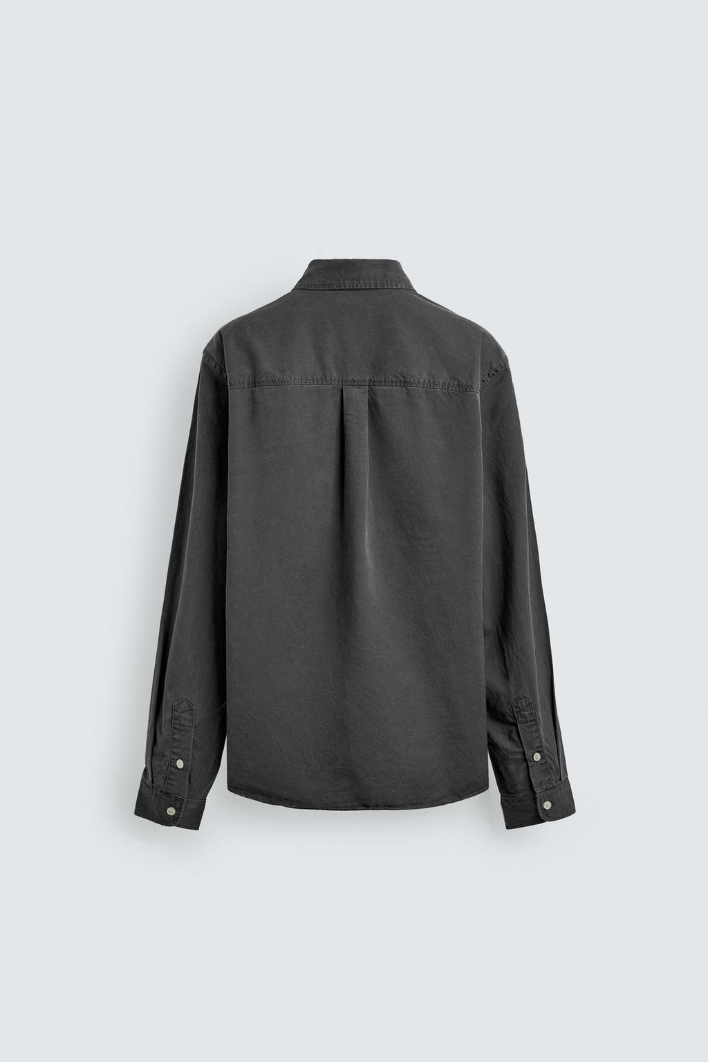 РУБАШКА ИЗ СТРУЯЩЕЙСЯ ТКАНИ С ЭФФЕКТОМ ПОТЕРТОСТИ