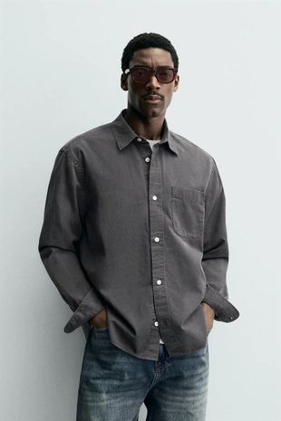 Рубашка из струящейся ткани с эффектом потертости- Заказать в России