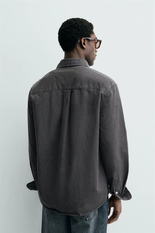 Рубашка из струящейся ткани с эффектом потертости- Заказать в России