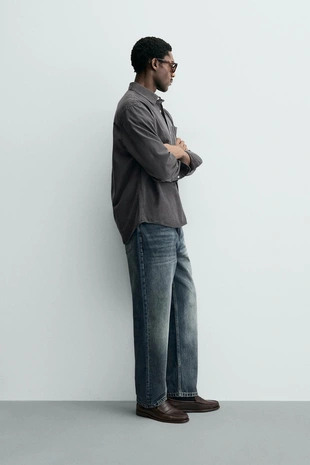 Рубашка из струящейся ткани с эффектом потертости- Заказать в России