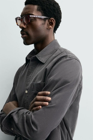 Рубашка из струящейся ткани с эффектом потертости- Заказать в России