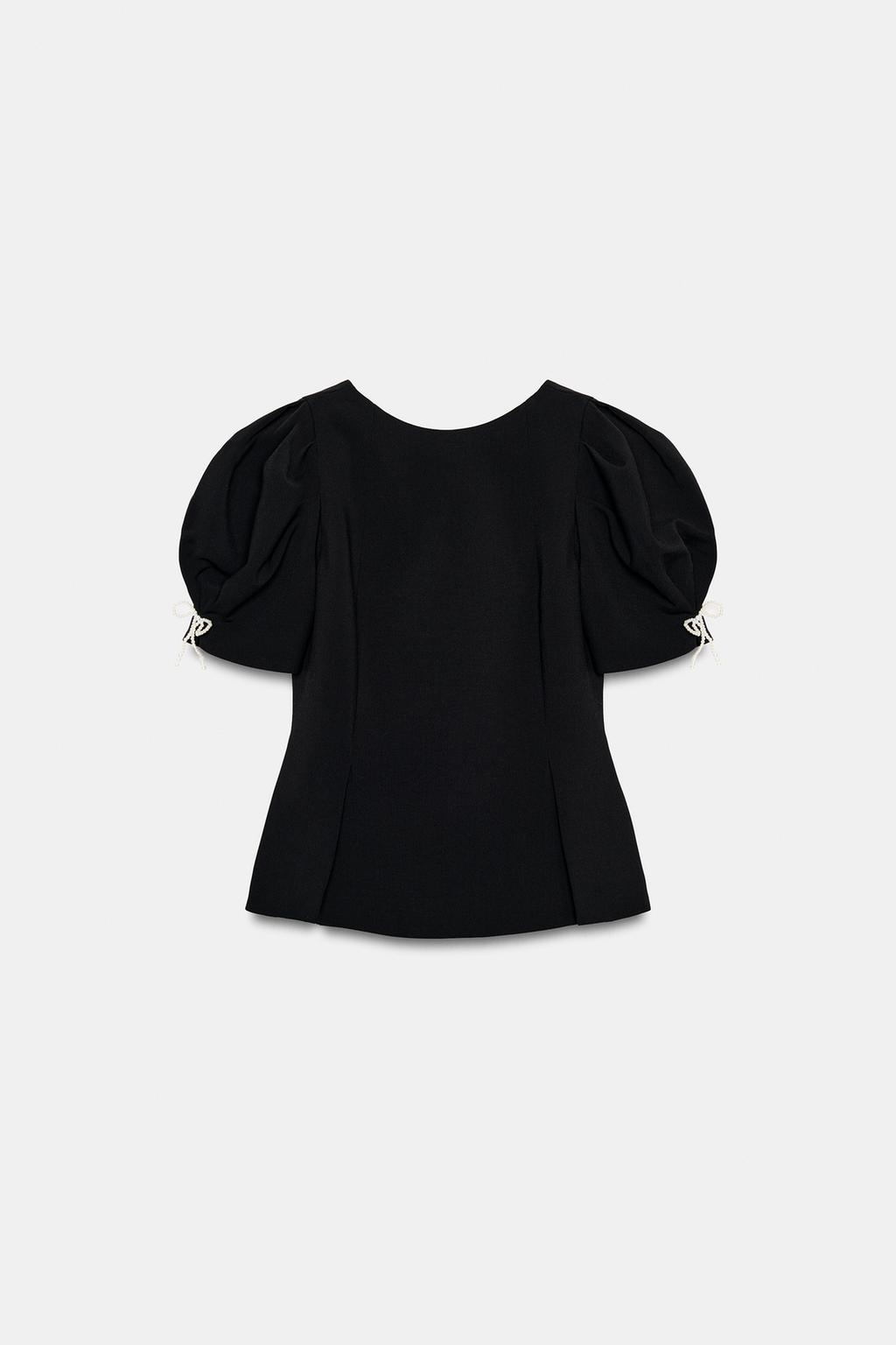 ТОП С ОБЪЕМНЫМИ РУКАВАМИ, ЖЕМЧУГОМ И ЗАВЯЗКАМИ