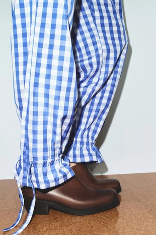 Брюки в клетку виши из нейлона- Заказать в России