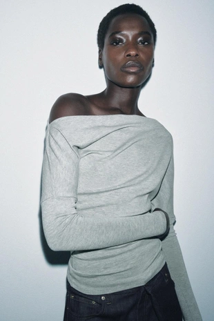 Топ асимметричного кроя из мягкой ткани- Заказать в России