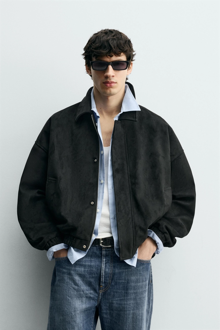 Куртка свободного кроя из искусственной замши