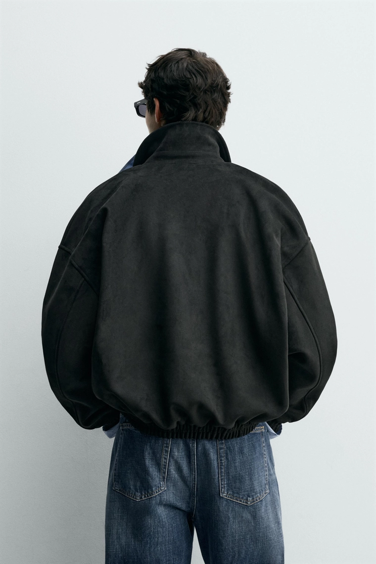 Куртка свободного кроя из искусственной замши