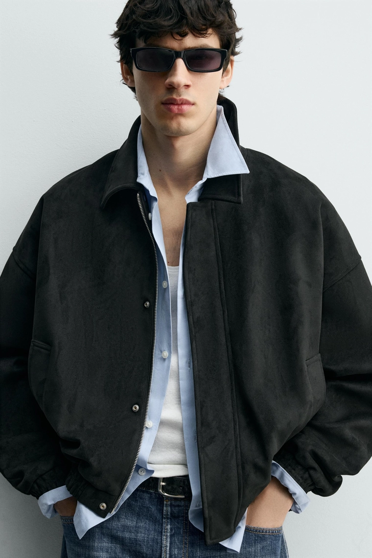 Куртка свободного кроя из искусственной замши