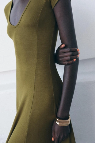 Длинное платье в рубчик- Заказать в России