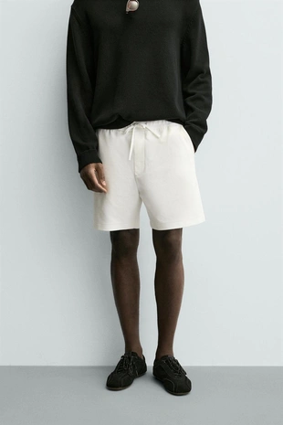 Комфортабельные текстурированные шорты-бермуды
