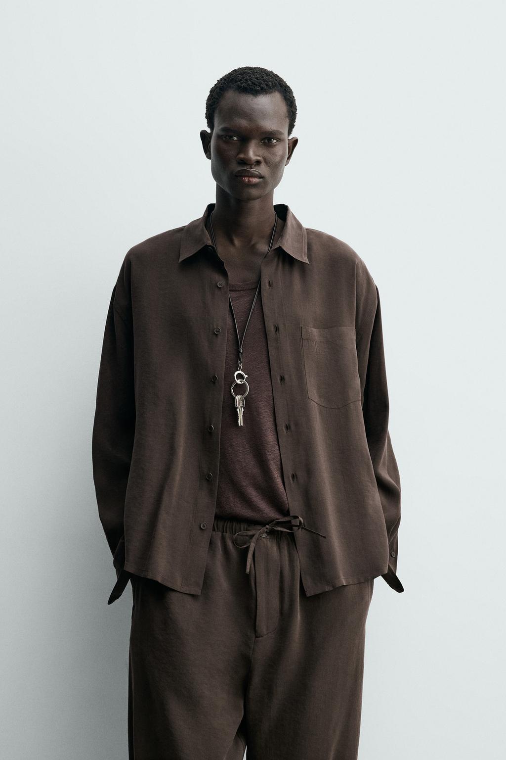 Рубашка свободного кроя из текстильного шелка