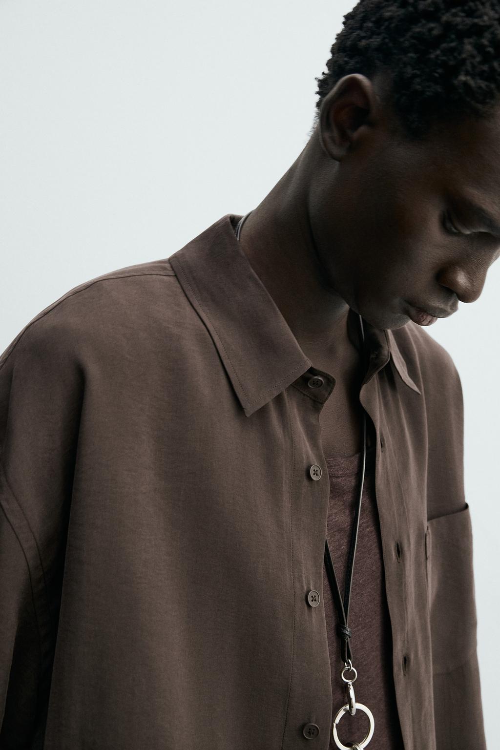 Рубашка свободного кроя из текстильного шелка