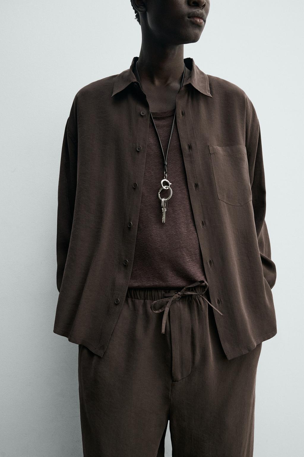 Рубашка свободного кроя из текстильного шелка