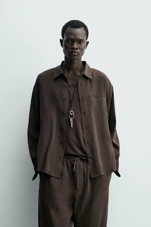 Рубашка свободного кроя из текстильного шелка- Заказать в России