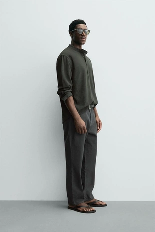 Рубашка с эффектом мятости- Заказать в России