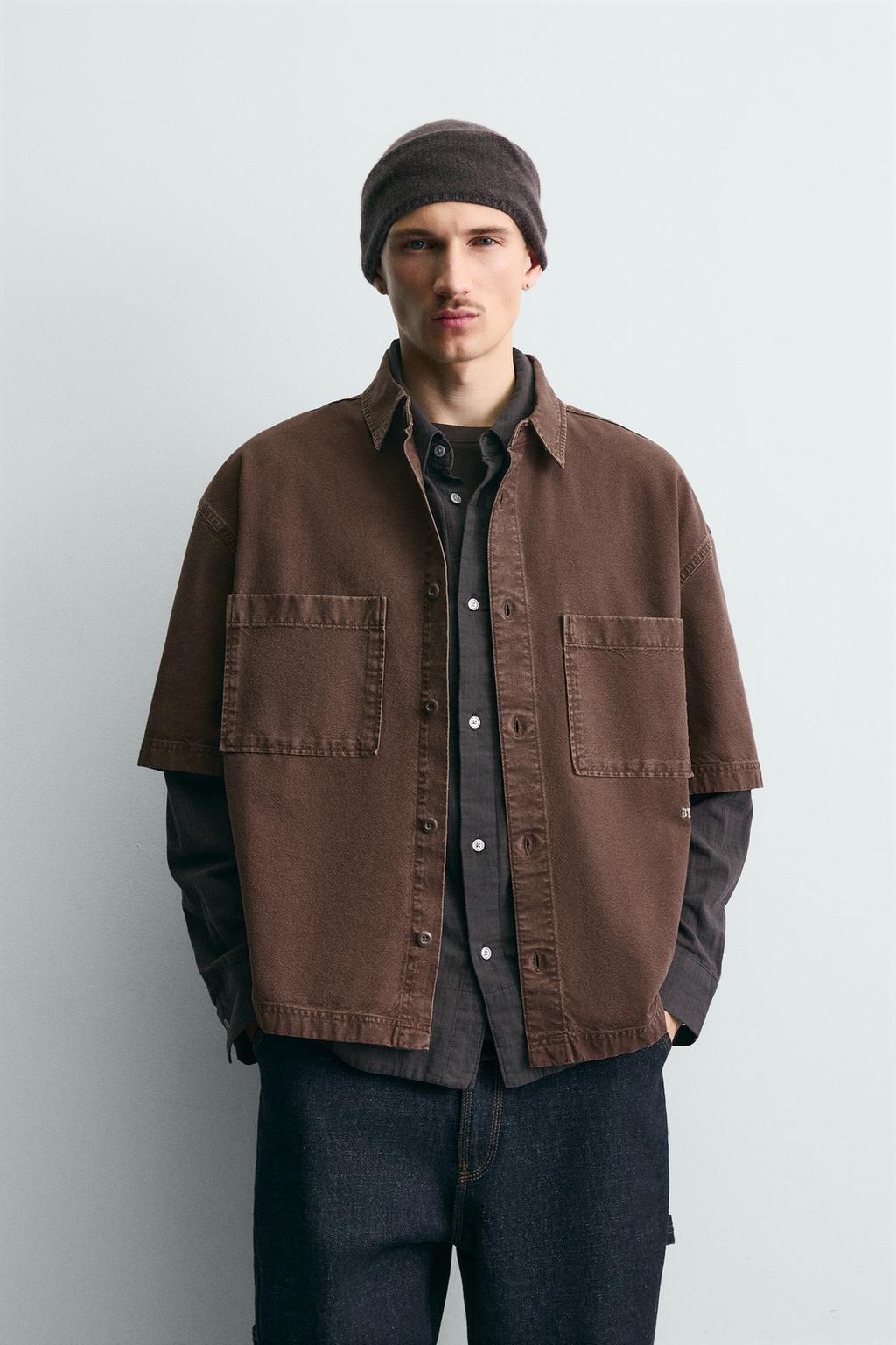 Рубашка с карманами и текстурой