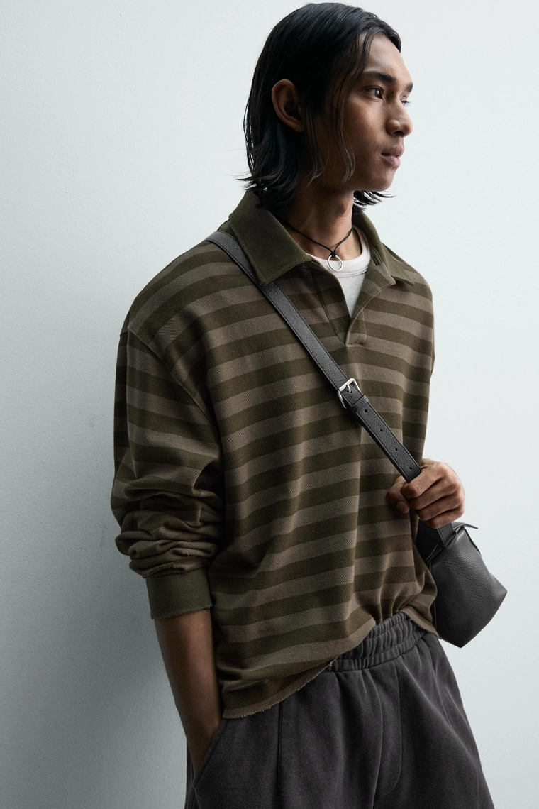 Рубашка поло в полоску с рельефной текстурой