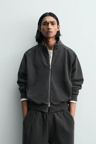 Толстовка свободного кроя с эффектом потертости- Заказать в России