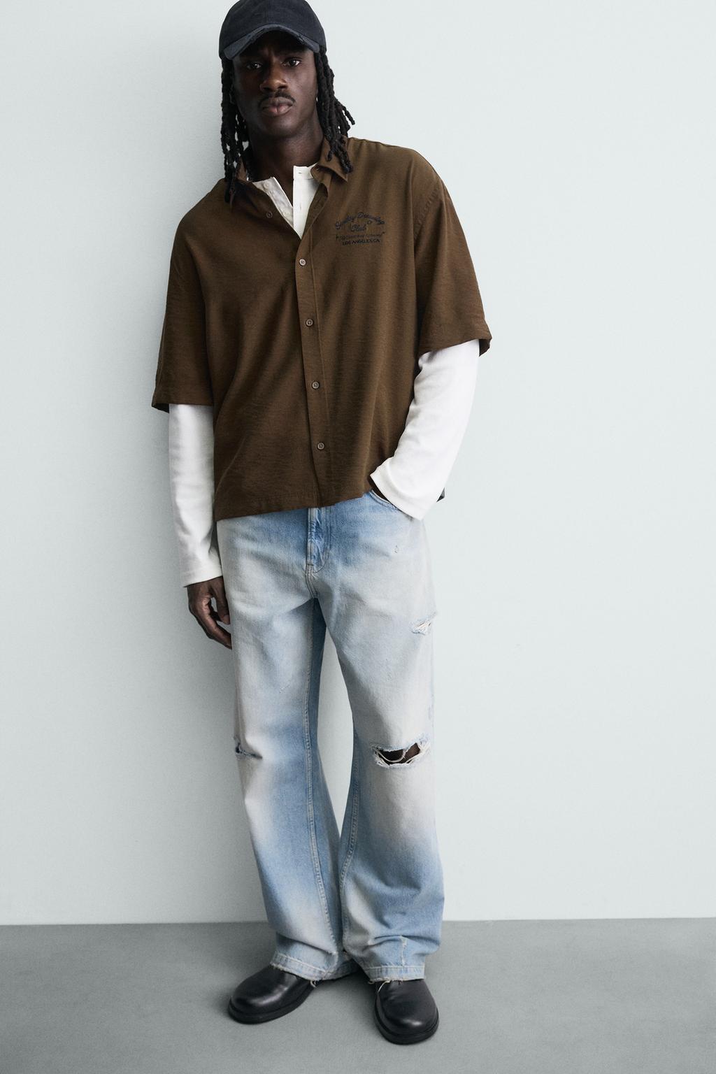 Рубашка с вышивкой и свободным кроем