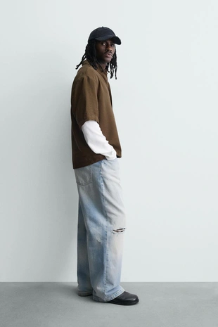 Рубашка с вышивкой и свободным кроем