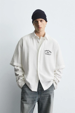 Рубашка с вышивкой и летящими полами- Заказать в России