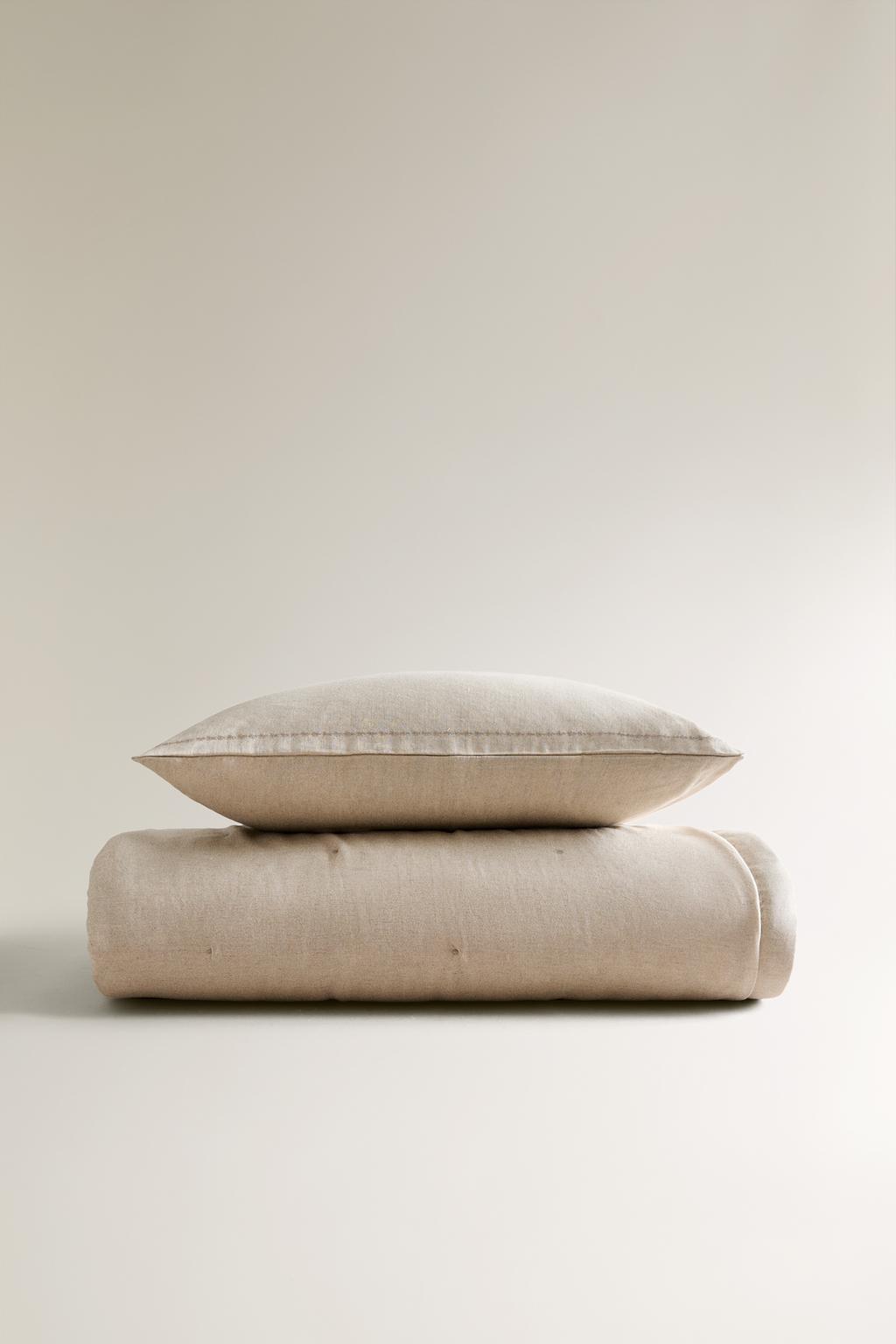 Стёганое одеяло из льна с точечным узором