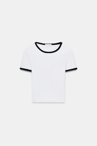 Футболка с контрастными кромками- Заказать в России