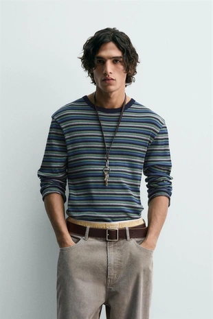 Футболка в рубчик в полоску- Заказать в России