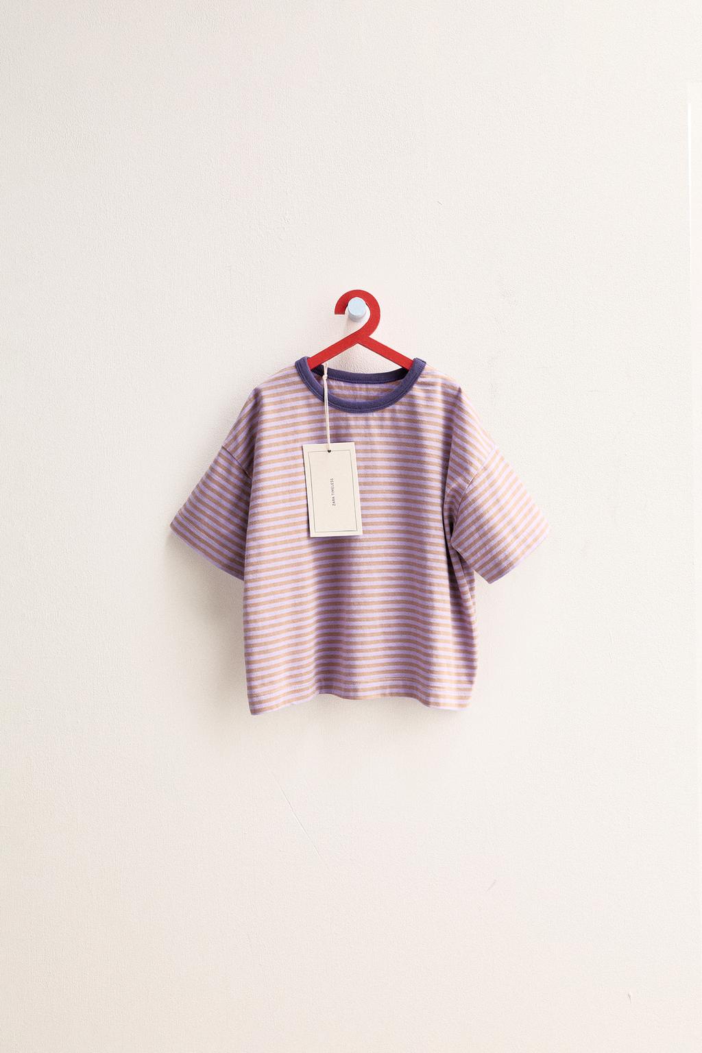 ZARA TIMELESS - ПОЛОСАТАЯ ФУТБОЛКА С КОНТРАСТНЫМ ВОРОТНИКОМ