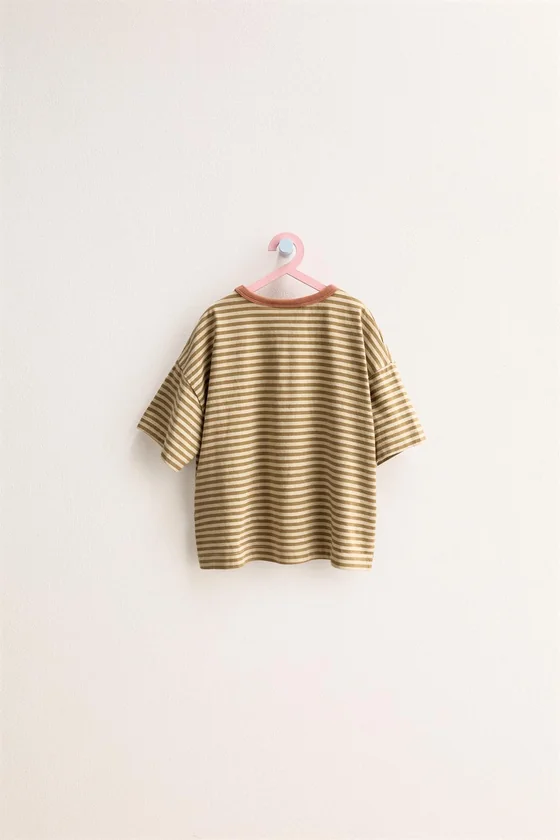 Zara «Timeless» - ФУТБОЛКА В ПОЛОСКУ С КОНТРАСТНЫМ ВОРОТНИКОМ