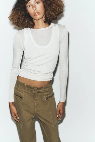 Двойной трикотажный топ- Заказать в России