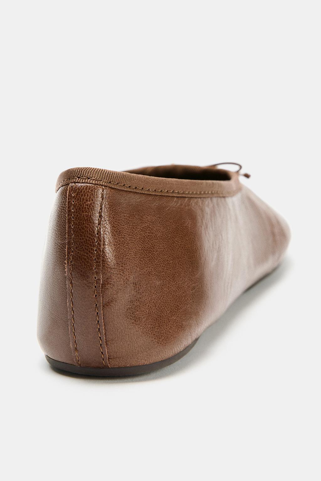 КОЖАНЫЕ БАЛЕТКИ С БАНТИКОМ