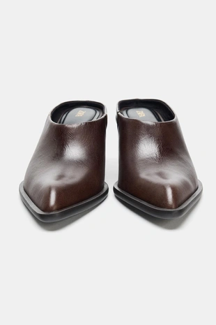 Кожаные сабо с обводкой- Заказать в России