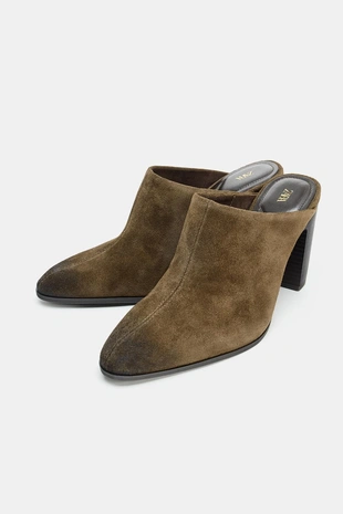 Мюли из спилка с эффектом потертости- Заказать в России