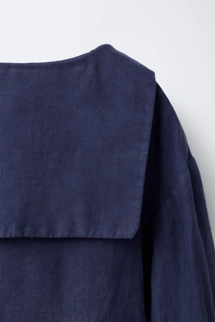 Рубашка с круглым воротником из 100% льна- Заказать в России