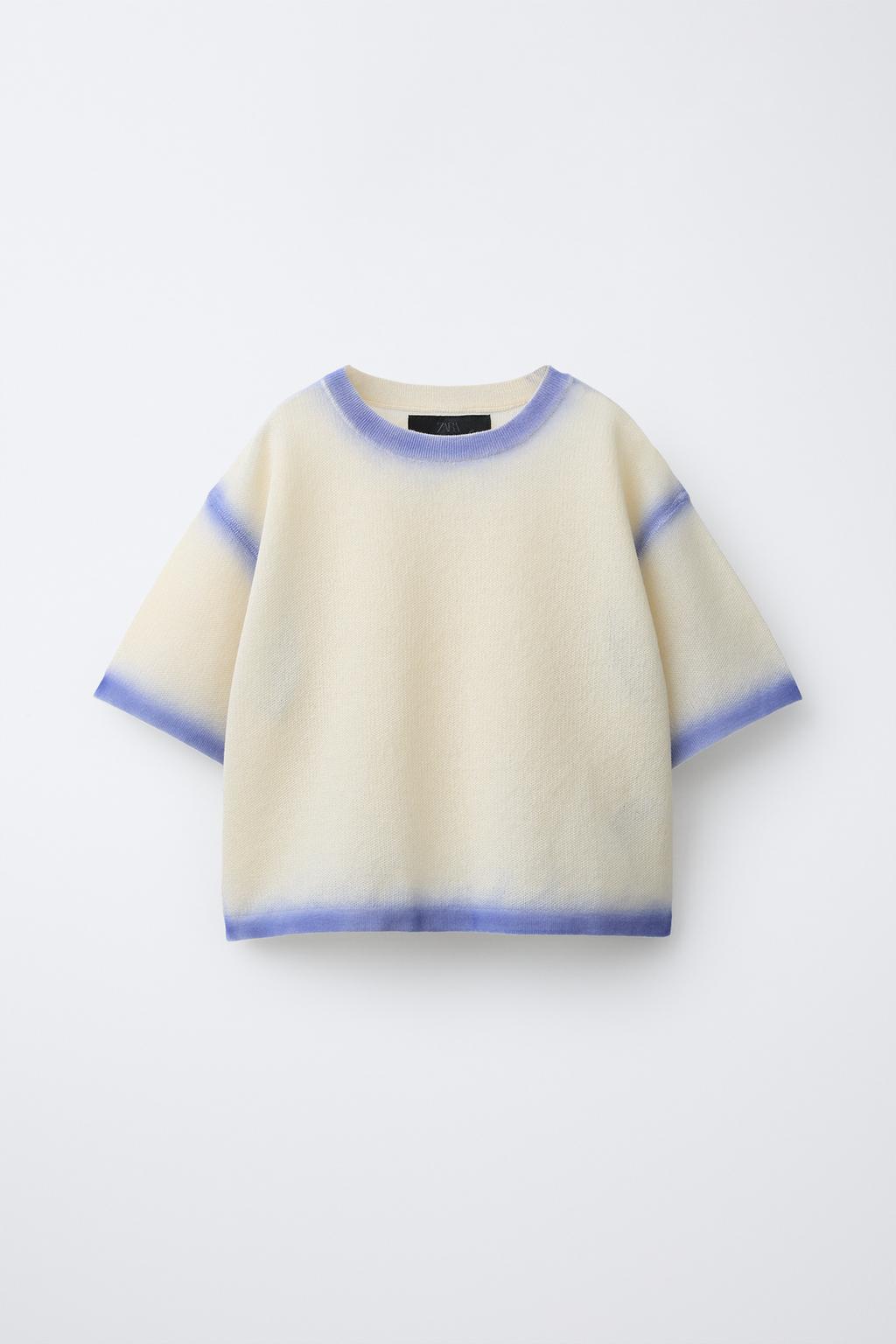 СВИТЕР С КОРОТКИМИ РУКАВАМИ С ОТДЕЛКОЙ ТАЙ-ДАЙ