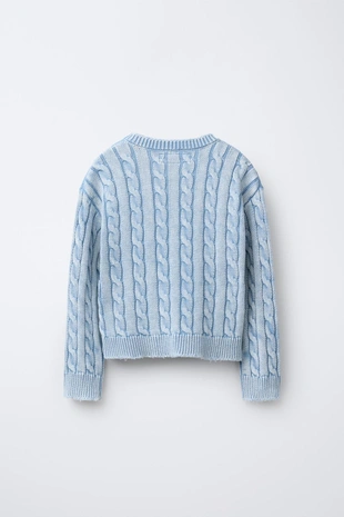 Свитер с узором «косы» и эффектом потертости- Заказать в России