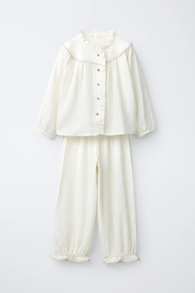 Пижама с текстурой волны контрастного цвета для возраста 6-14 лет